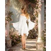 image:imageScarlet Darkness Renaissance Costume Women Chiffon Corset Pirate Mini Dress  Medieval Witch Fairy Goth Bell Sleeve Off Shoulder Layered Hem Soft Comfortable Flowy Dresses with PocketsWhite