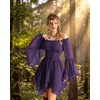 image:imageScarlet Darkness Renaissance Costume Women Chiffon Corset Pirate Mini Dress  Medieval Witch Fairy Goth Bell Sleeve Off Shoulder Layered Hem Soft Comfortable Flowy Dresses with PocketsDeep Purple