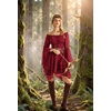 image:imageScarlet Darkness Renaissance Costume Women Chiffon Corset Pirate Mini Dress  Medieval Witch Fairy Goth Bell Sleeve Off Shoulder Layered Hem Soft Comfortable Flowy Dresses with PocketsDark Red