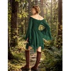 image:imageScarlet Darkness Renaissance Costume Women Chiffon Corset Pirate Mini Dress  Medieval Witch Fairy Goth Bell Sleeve Off Shoulder Layered Hem Soft Comfortable Flowy Dresses with PocketsEden Green