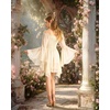 image:imageScarlet Darkness Renaissance Costume Women Chiffon Corset Pirate Mini Dress  Medieval Witch Fairy Goth Bell Sleeve Off Shoulder Layered Hem Soft Comfortable Flowy Dresses with PocketsOyster White
