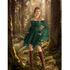 image:imageScarlet Darkness Renaissance Costume Women Chiffon Corset Pirate Mini Dress  Medieval Witch Fairy Goth Bell Sleeve Off Shoulder Layered Hem Soft Comfortable Flowy Dresses with PocketsEden Green