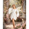image:imageScarlet Darkness Renaissance Costume Women Chiffon Corset Pirate Mini Dress  Medieval Witch Fairy Goth Bell Sleeve Off Shoulder Layered Hem Soft Comfortable Flowy Dresses with PocketsWhite
