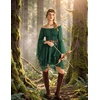 image:imageScarlet Darkness Renaissance Costume Women Chiffon Corset Pirate Mini Dress  Medieval Witch Fairy Goth Bell Sleeve Off Shoulder Layered Hem Soft Comfortable Flowy Dresses with PocketsEden Green