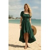 image:imageScarlet Darkness Renaissance Costume Women High Low Summer Corset Dress  Ideal for Halloween Ren Faire Pirate Party Pockets Puff Short Sleeve Lacing Square NeckOff Shoulder For Adult LadiesGreen