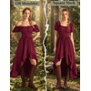 image:imageScarlet Darkness Renaissance Costume Women High Low Summer Corset Dress  Ideal for Halloween Ren Faire Pirate Party Pockets Puff Short Sleeve Lacing Square NeckOff Shoulder For Adult LadiesWine