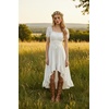image:imageScarlet Darkness Renaissance Costume Women High Low Summer Corset Dress  Ideal for Halloween Ren Faire Pirate Party Pockets Puff Short Sleeve Lacing Square NeckOff Shoulder For Adult LadiesWhite