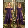image:imageScarlet Darkness Renaissance Costume Women High Low Summer Corset Dress  Ideal for Halloween Ren Faire Pirate Party Pockets Puff Short Sleeve Lacing Square NeckOff Shoulder For Adult LadiesPurple