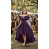 image:imageScarlet Darkness Renaissance Costume Women High Low Summer Corset Dress  Ideal for Halloween Ren Faire Pirate Party Pockets Puff Short Sleeve Lacing Square NeckOff Shoulder For Adult LadiesPurple