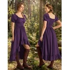 image:imageScarlet Darkness Renaissance Costume Women High Low Summer Corset Dress  Ideal for Halloween Ren Faire Pirate Party Pockets Puff Short Sleeve Lacing Square NeckOff Shoulder For Adult LadiesPurple