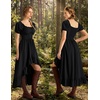 image:imageScarlet Darkness Renaissance Costume Women High Low Summer Corset Dress  Ideal for Halloween Ren Faire Pirate Party Pockets Puff Short Sleeve Lacing Square NeckOff Shoulder For Adult LadiesBlack