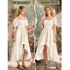 image:imageScarlet Darkness Renaissance Costume Women High Low Summer Corset Dress  Ideal for Halloween Ren Faire Pirate Party Pockets Puff Short Sleeve Lacing Square NeckOff Shoulder For Adult LadiesWhite