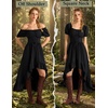 image:imageScarlet Darkness Renaissance Costume Women High Low Summer Corset Dress  Ideal for Halloween Ren Faire Pirate Party Pockets Puff Short Sleeve Lacing Square NeckOff Shoulder For Adult LadiesBlack