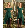 image:imageScarlet Darkness Renaissance Costume Women High Low Summer Corset Dress  Ideal for Halloween Ren Faire Pirate Party Pockets Puff Short Sleeve Lacing Square NeckOff Shoulder For Adult LadiesGreen