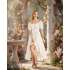 image:imageScarlet Darkness Renaissance Costume Women High Low Summer Corset Dress  Ideal for Halloween Ren Faire Pirate Party Pockets Puff Short Sleeve Lacing Square NeckOff Shoulder For Adult LadiesWhite