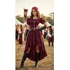 image:imageScarlet Darkness Renaissance Costume Women High Low Summer Corset Dress  Ideal for Halloween Ren Faire Pirate Party Pockets Puff Short Sleeve Lacing Square NeckOff Shoulder For Adult LadiesWine