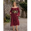 image:imageScarlet Darkness Renaissance Costume Women Off Shoulder Corset Dress Long Sleeve Fairy Maxi DressesDark Red