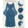 image:imageScarlet Darkness Renaissance Costume Women Ren Faire Dress Fairy Dresses  Chiffon fabric bell sleeve double hem Ideal for pirate cosplay witch party medieval vintage event halloweenDeep Peacock Blue