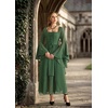 image:imageScarlet Darkness Renaissance Costume Women Ren Faire Dress Fairy Dresses  Chiffon fabric bell sleeve double hem Ideal for pirate cosplay witch party medieval vintage event halloweenEden Green