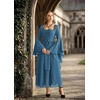 image:imageScarlet Darkness Renaissance Costume Women Ren Faire Dress Fairy Dresses  Chiffon fabric bell sleeve double hem Ideal for pirate cosplay witch party medieval vintage event halloweenDeep Peacock Blue