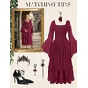 image:imageScarlet Darkness Renaissance Costume Women Ren Faire Dress Fairy Dresses  Chiffon fabric bell sleeve double hem Ideal for pirate cosplay witch party medieval vintage event halloweenWine Red