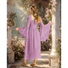 image:imageScarlet Darkness Renaissance Costume Women Ren Faire Dress Fairy Dresses  Chiffon fabric bell sleeve double hem Ideal for pirate cosplay witch party medieval vintage event halloweenLight Lilac Purple