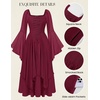 image:imageScarlet Darkness Renaissance Costume Women Ren Faire Dress Fairy Dresses  Chiffon fabric bell sleeve double hem Ideal for pirate cosplay witch party medieval vintage event halloweenWine Red