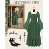 image:imageScarlet Darkness Renaissance Costume Women Ren Faire Dress Fairy Dresses  Chiffon fabric bell sleeve double hem Ideal for pirate cosplay witch party medieval vintage event halloweenEden Green