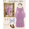 image:imageScarlet Darkness Renaissance Costume Women Ren Faire Dress Fairy Dresses  Chiffon fabric bell sleeve double hem Ideal for pirate cosplay witch party medieval vintage event halloweenLight Lilac Purple