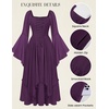 image:imageScarlet Darkness Renaissance Costume Women Ren Faire Dress Fairy Dresses  Chiffon fabric bell sleeve double hem Ideal for pirate cosplay witch party medieval vintage event halloweenCrown Jewel Purple