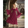 image:imageScarlet Darkness Renaissance Costume Women Ren Faire Dress Fairy Dresses  Chiffon fabric bell sleeve double hem Ideal for pirate cosplay witch party medieval vintage event halloweenWine Red