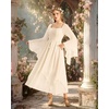 image:imageScarlet Darkness Renaissance Costume Women Ren Faire Dress Fairy Dresses  Chiffon fabric bell sleeve double hem Ideal for pirate cosplay witch party medieval vintage event halloweenOyster White