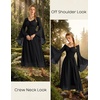image:imageScarlet Darkness Renaissance Dress Women Peasant Medieval Costume Off Shoulder Maxi Dresses with PocketsBlack