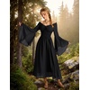 image:imageScarlet Darkness Renaissance Dress Women Peasant Medieval Costume Off Shoulder Maxi Dresses with PocketsBlack