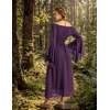 image:imageScarlet Darkness Renaissance Dress Women Peasant Medieval Costume Off Shoulder Maxi Dresses with PocketsDark Purple