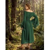 image:imageScarlet Darkness Renaissance Dress Women Peasant Medieval Costume Off Shoulder Maxi Dresses with PocketsEden Green