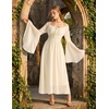 image:imageScarlet Darkness Renaissance Dress Women Peasant Medieval Costume Off Shoulder Maxi Dresses with PocketsOyster White