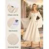 image:imageScarlet Darkness Renaissance Dress Women Peasant Medieval Costume Off Shoulder Maxi Dresses with PocketsOyster White