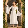 image:imageScarlet Darkness Renaissance Dress Women Peasant Medieval Costume Off Shoulder Maxi Dresses with PocketsWhite