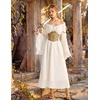 image:imageScarlet Darkness Renaissance Dress Women Peasant Medieval Costume Off Shoulder Maxi Dresses with PocketsWhite