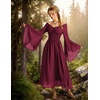 image:imageScarlet Darkness Renaissance Dress Women Peasant Medieval Costume Off Shoulder Maxi Dresses with PocketsWine