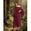 image:imageScarlet Darkness Renaissance Dress Women Peasant Medieval Costume Off Shoulder Maxi Dresses with PocketsWine