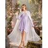 image:imageScarlet Darkness Tie Shoulder Flare Sleeve Renaissance Witch Fairy Dress  tie shoulder dress with drawstring Vneck flared sleeve side pocket medium stretch layered handkerchief hem knit fabricLight Lilac