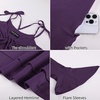 image:imageScarlet Darkness Tie Shoulder Flare Sleeve Renaissance Witch Fairy Dress  tie shoulder dress with drawstring Vneck flared sleeve side pocket medium stretch layered handkerchief hem knit fabricDeep Purple