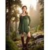 image:imageScarlet Darkness Tie Shoulder Flare Sleeve Renaissance Witch Fairy Dress  tie shoulder dress with drawstring Vneck flared sleeve side pocket medium stretch layered handkerchief hem knit fabricGreen Bay
