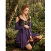 image:imageScarlet Darkness Tie Shoulder Flare Sleeve Renaissance Witch Fairy Dress  tie shoulder dress with drawstring Vneck flared sleeve side pocket medium stretch layered handkerchief hem knit fabricDeep Purple