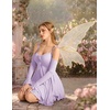 image:imageScarlet Darkness Tie Shoulder Flare Sleeve Renaissance Witch Fairy Dress  tie shoulder dress with drawstring Vneck flared sleeve side pocket medium stretch layered handkerchief hem knit fabricLight Lilac