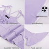 image:imageScarlet Darkness Tie Shoulder Flare Sleeve Renaissance Witch Fairy Dress  tie shoulder dress with drawstring Vneck flared sleeve side pocket medium stretch layered handkerchief hem knit fabricLight Lilac