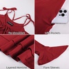 image:imageScarlet Darkness Tie Shoulder Flare Sleeve Renaissance Witch Fairy Dress  tie shoulder dress with drawstring Vneck flared sleeve side pocket medium stretch layered handkerchief hem knit fabricDark Red