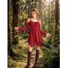 image:imageScarlet Darkness Tie Shoulder Flare Sleeve Renaissance Witch Fairy Dress  tie shoulder dress with drawstring Vneck flared sleeve side pocket medium stretch layered handkerchief hem knit fabricDark Red